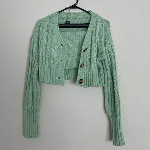 Mint Green 2 piece Sweater Tube Top and Cardigan